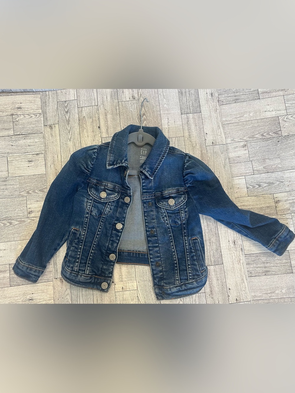 GAP Girls Blue puff shoulder Denim Button-Up Jacket size 4years